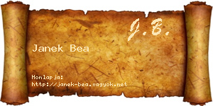 Janek Bea névjegykártya